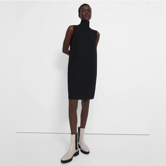 Theory Roll Neck Dress in Crepe Black Size Large - Picture 1 of 7